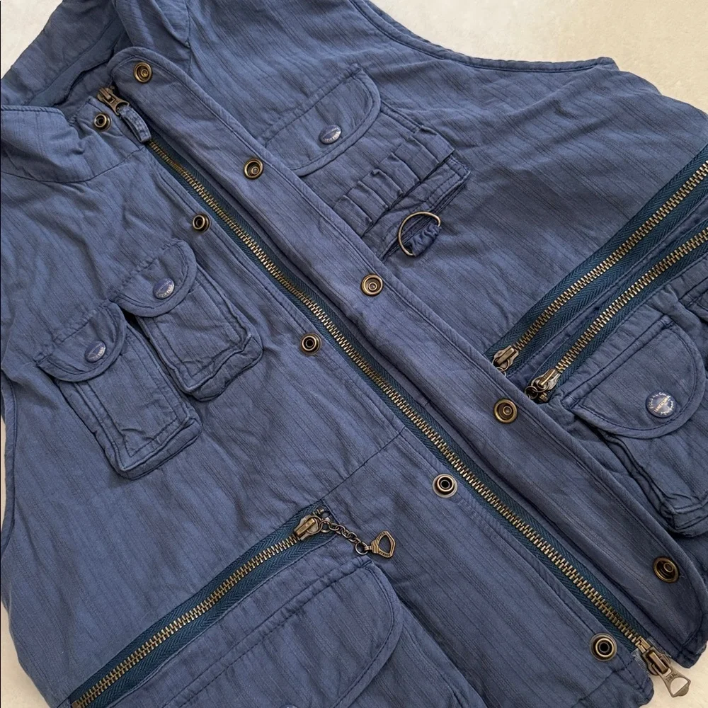 {NWT} Denim & Supply by Polo Ralph Lauren | Cotton Silk Utility Vest Blue (L) - Picture 3 of 16